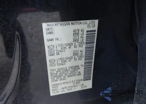 2018 Nissan Titan Xd Platinum Reserve Diesel z USA, uszkodzony, nr VIN 1N6BA1F49JN537568